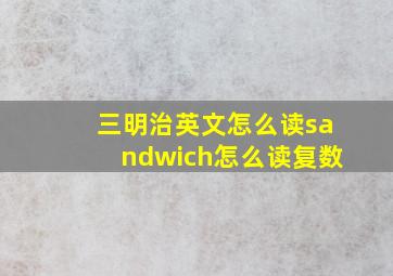 三明治英文怎么读sandwich怎么读复数