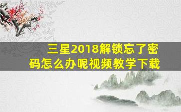 三星2018解锁忘了密码怎么办呢视频教学下载