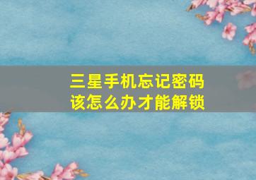 三星手机忘记密码该怎么办才能解锁