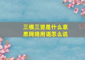 三横三竖是什么意思网络用语怎么说