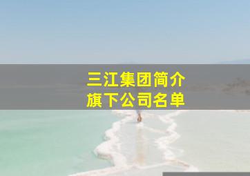 三江集团简介旗下公司名单