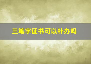 三笔字证书可以补办吗