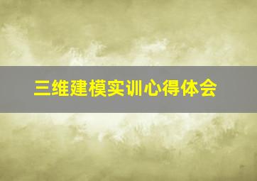 三维建模实训心得体会