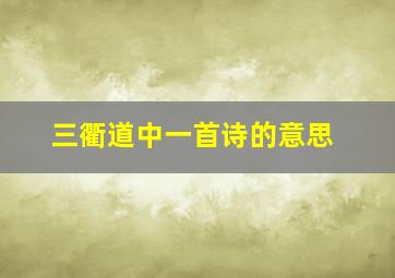 三衢道中一首诗的意思