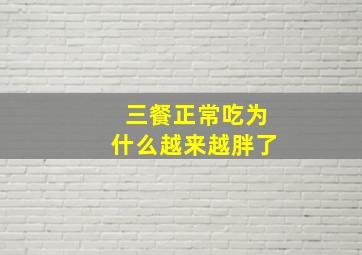 三餐正常吃为什么越来越胖了