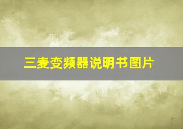 三麦变频器说明书图片