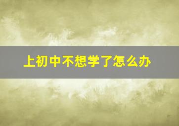 上初中不想学了怎么办