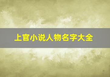 上官小说人物名字大全