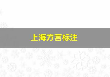 上海方言标注