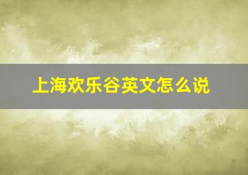 上海欢乐谷英文怎么说