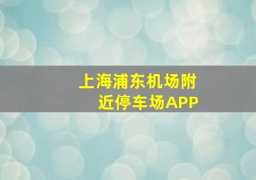 上海浦东机场附近停车场APP