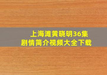 上海滩黄晓明36集剧情简介视频大全下载