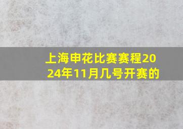 上海申花比赛赛程2024年11月几号开赛的