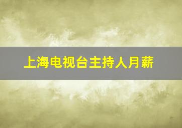 上海电视台主持人月薪