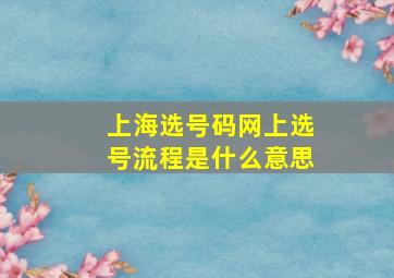 上海选号码网上选号流程是什么意思