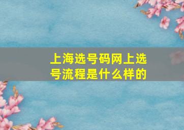 上海选号码网上选号流程是什么样的