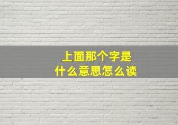 上面那个字是什么意思怎么读