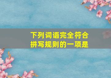 下列词语完全符合拼写规则的一项是