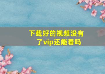 下载好的视频没有了vip还能看吗