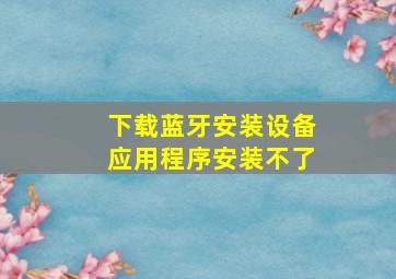 下载蓝牙安装设备应用程序安装不了