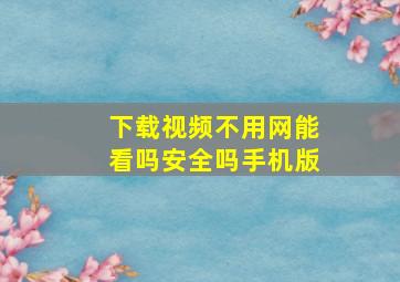 下载视频不用网能看吗安全吗手机版