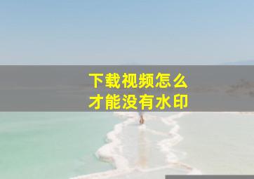 下载视频怎么才能没有水印