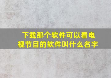 下载那个软件可以看电视节目的软件叫什么名字