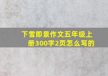 下雪即景作文五年级上册300字2页怎么写的