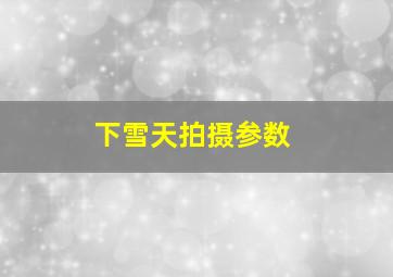 下雪天拍摄参数