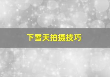 下雪天拍摄技巧