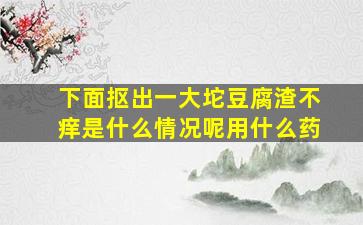 下面抠出一大坨豆腐渣不痒是什么情况呢用什么药