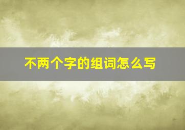 不两个字的组词怎么写