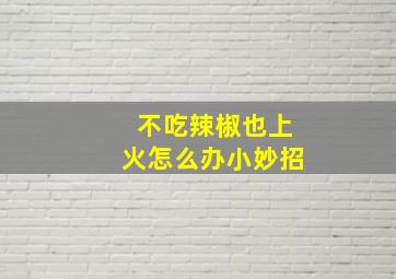 不吃辣椒也上火怎么办小妙招