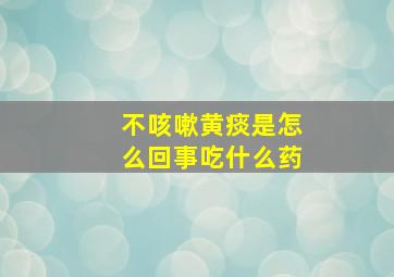 不咳嗽黄痰是怎么回事吃什么药