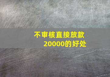 不审核直接放款20000的好处