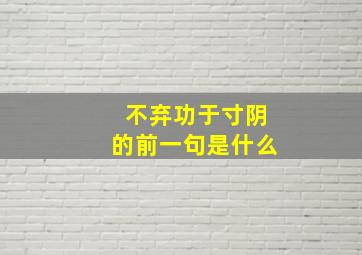 不弃功于寸阴的前一句是什么