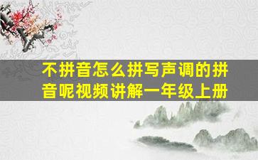 不拼音怎么拼写声调的拼音呢视频讲解一年级上册