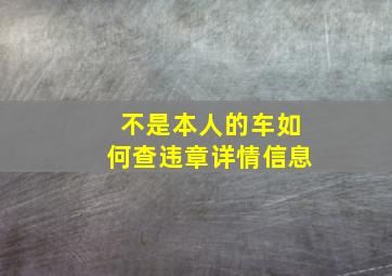 不是本人的车如何查违章详情信息