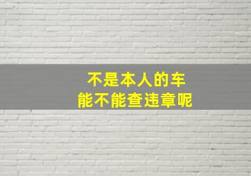 不是本人的车能不能查违章呢