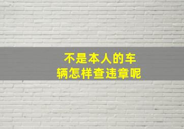 不是本人的车辆怎样查违章呢