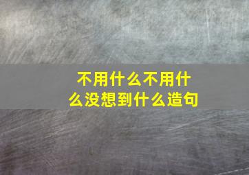 不用什么不用什么没想到什么造句