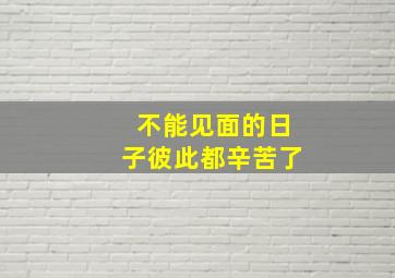 不能见面的日子彼此都辛苦了