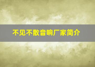 不见不散音响厂家简介