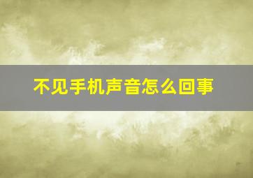 不见手机声音怎么回事