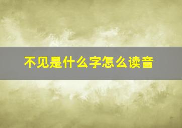 不见是什么字怎么读音