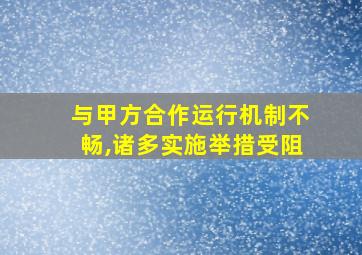 与甲方合作运行机制不畅,诸多实施举措受阻