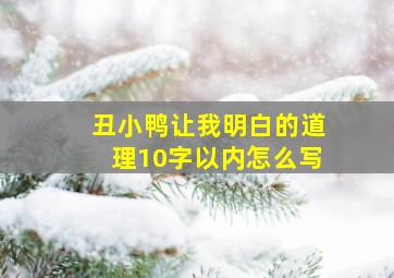 丑小鸭让我明白的道理10字以内怎么写