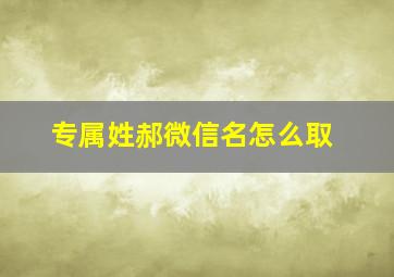 专属姓郝微信名怎么取