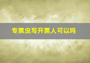 专票没写开票人可以吗