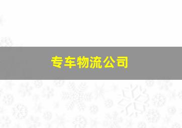 专车物流公司